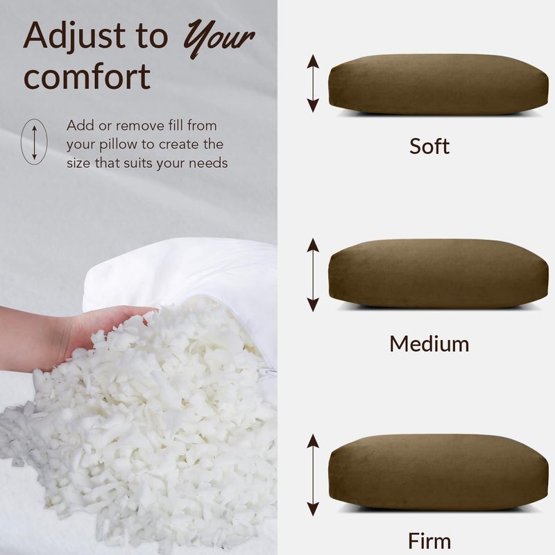 SofGlowly Head Recliner Pillow Adjustable Shredded Memory Foam Headrest Pillow for Recliners,Non-Slip Velvet Cushion for Pain Relief Neck Support Pillow for Travel Home Recliner Sofa Armchair (Brown) - Image 3